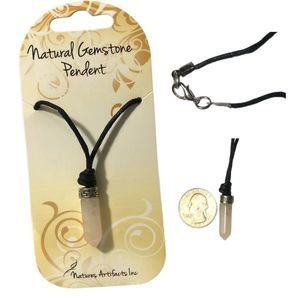 Genuine Rose Quart Pendant Necklace NWT
